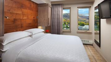 1 slaapkamer, een bureau, een strijkplank/strijkijzer, reisbedje