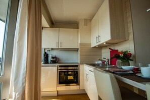 Microwave, dining tables