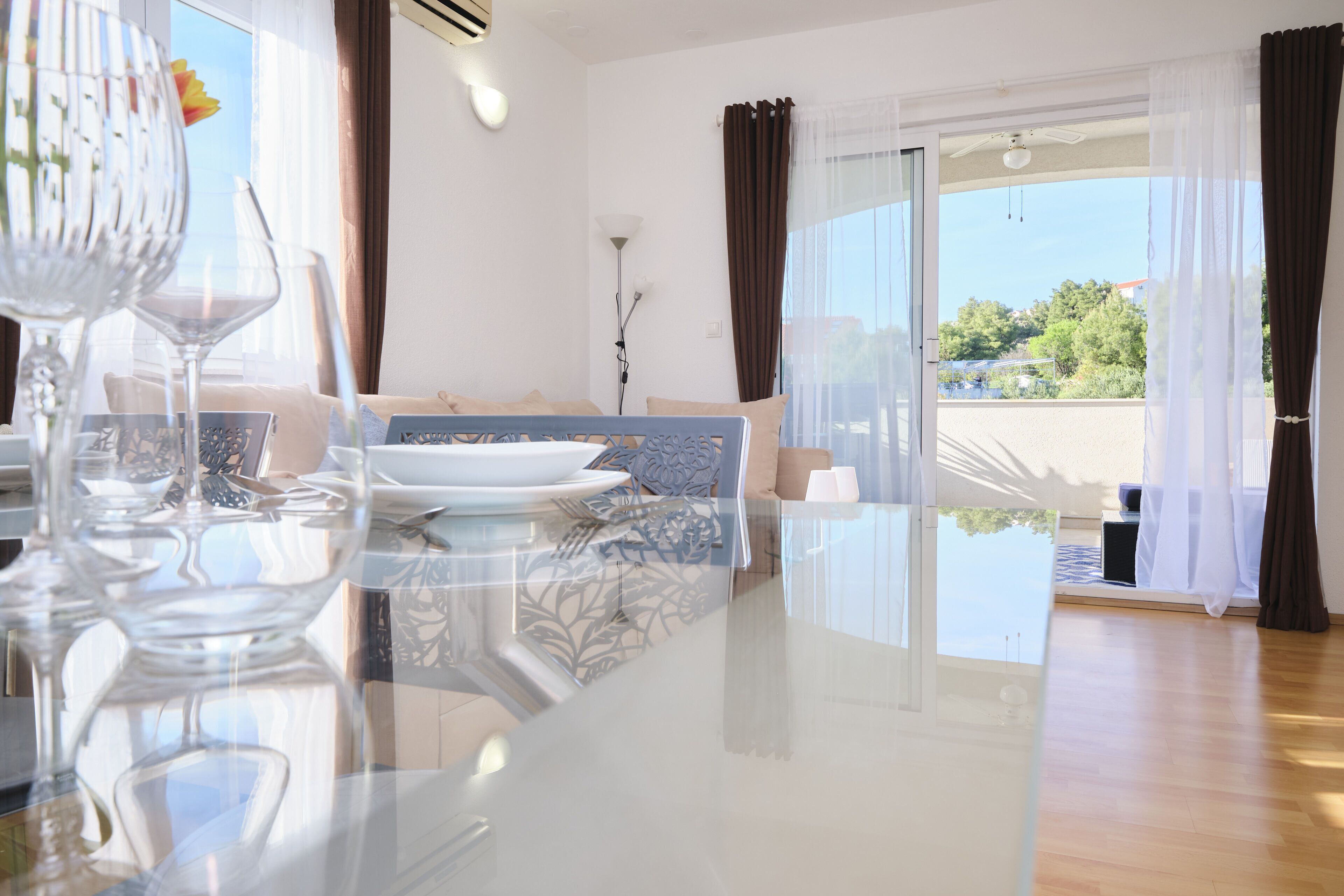 Apartment, Balkon, Meerblick | Esszimmer