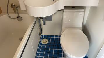 Ducha y bañera combinadas, secador de pelo, toallas y champú