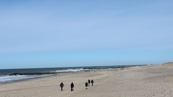 On the beach, white sand