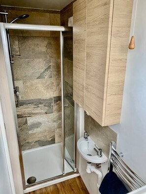 Hårtork, handdukar, tvål och toalettpapper