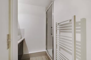 Hair dryer, towels, toilet paper
