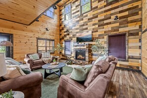 Smart TV, fireplace, video games, books