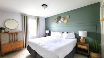 Master bedroom with king bed, comfortable and high end linens.