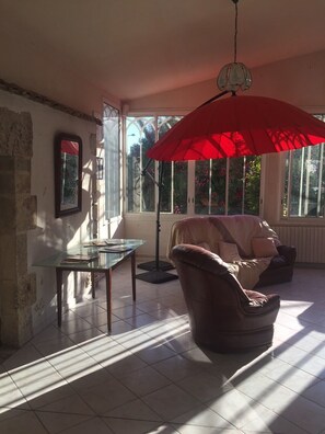 Télévision, baby-foot, table de tennis de table, livres