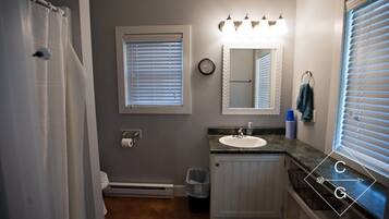 Shower, towels, soap, shampoo