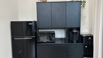 Fridge, microwave, coffee/tea maker
