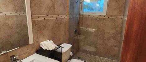 Hair dryer, towels