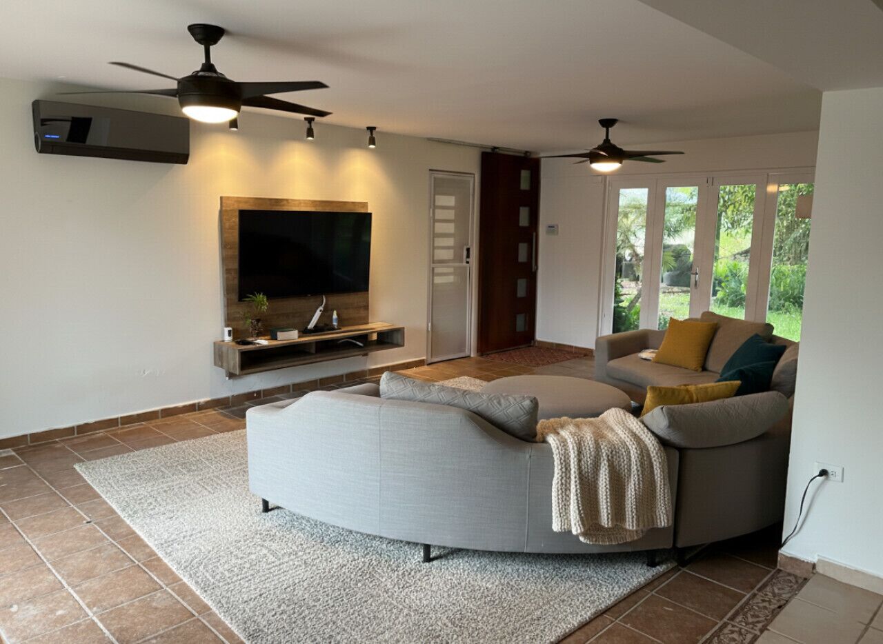 Smart TV, books, stereo, offices