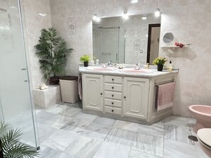 Dusche, Haartrockner, Bidet, Handtücher