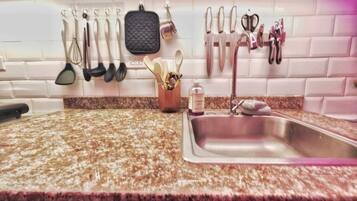 Apartment | Private kitchen | Full-size fridge, microwave, espresso maker, coffee/tea maker