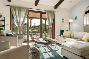 Televisión, chimenea, libros