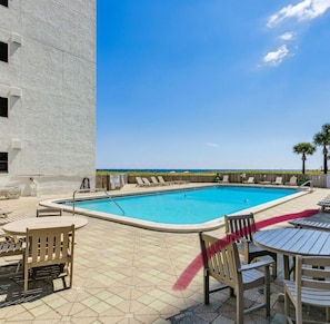 Outdoor pool, a heated pool - View with a Room Navarre Towers 1207  (Navarre)