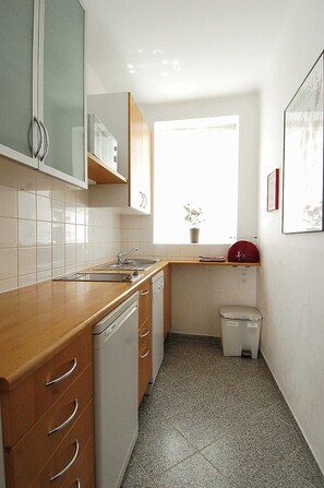 Fridge, microwave, stovetop, dishwasher