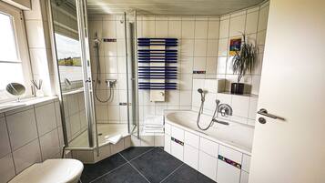 Dusche, Haartrockner, Handtücher