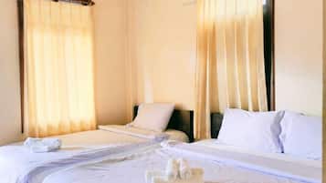 Desk, free WiFi, bed sheets