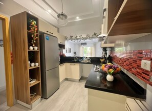 Kühlschrank, Mikrowelle, Ofen, Herdplatte