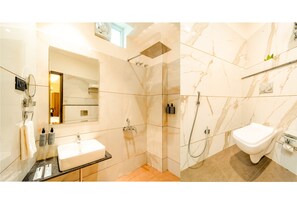 Shower, slippers, towels