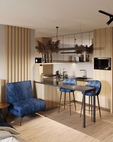 小型套房 | 私人厨房 | 冰箱、微波炉、烤箱、炉灶