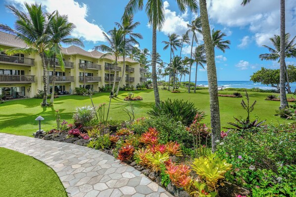Property grounds - Lae Nani 212, AC, Ocean View, Tropical Oasis, Steps to Beach and Town (Kapaa)