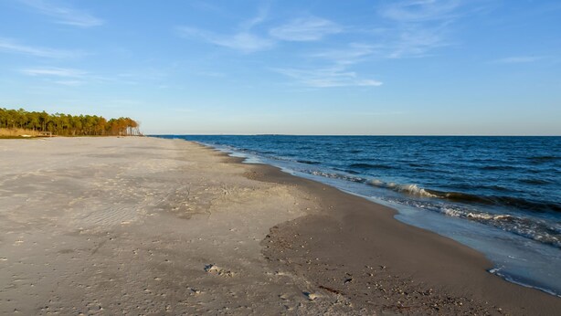 A beach with a clear sky and calm sea. - Another Happy Clam, Beachside, 4/2, community POOL, dog friendly, sleeps 10 (Dauphin Island)