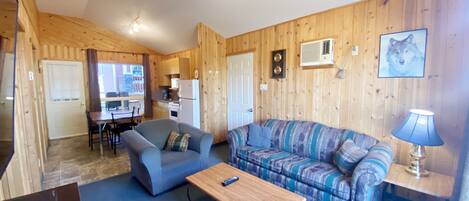 Een televisie, een open haard en een dvd-speler