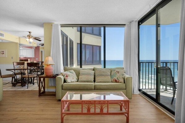Condo, 1 King Bed with Sofa bed (Sunbird 906W) | Living area | TV - Sunbird 906w (Panama City Beach)