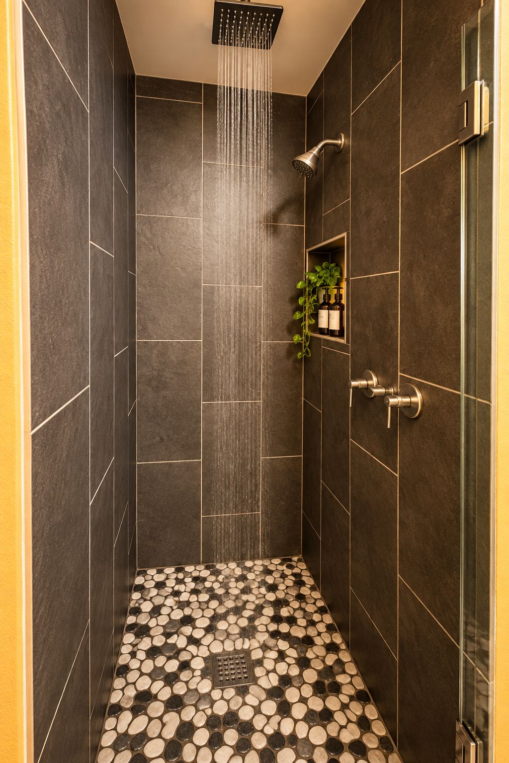 Shower, towels, soap, shampoo