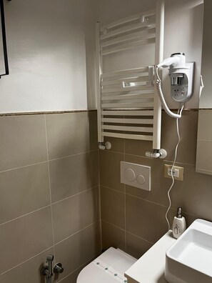 Ducha, secador de pelo, bidé y toallas