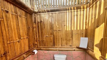 Shower, towels, soap, shampoo