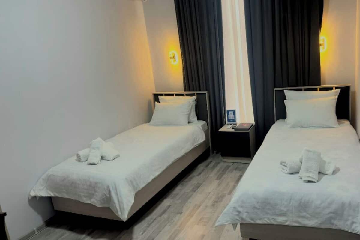 Economy Twin Room | Bathroom | Shower, hair dryer, slippers, heated floors