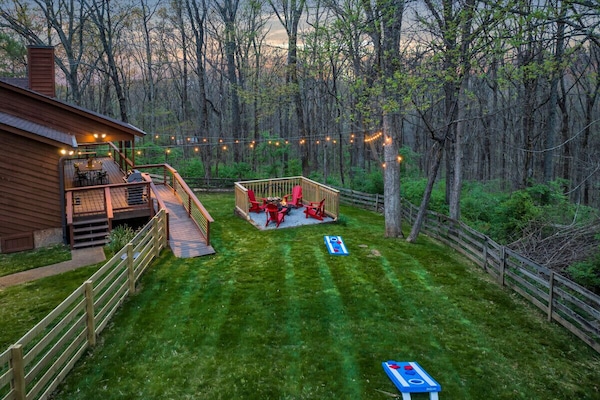 Enjoy the relaxing backyard with games and roasting smores!