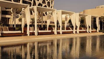 3 outdoor pools, open 7:00 AM to 8:00 PM, free cabanas, sun loungers