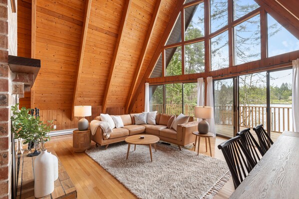 Smart TV, fireplace, DVD player, books