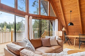Smart TV, fireplace, DVD player, books