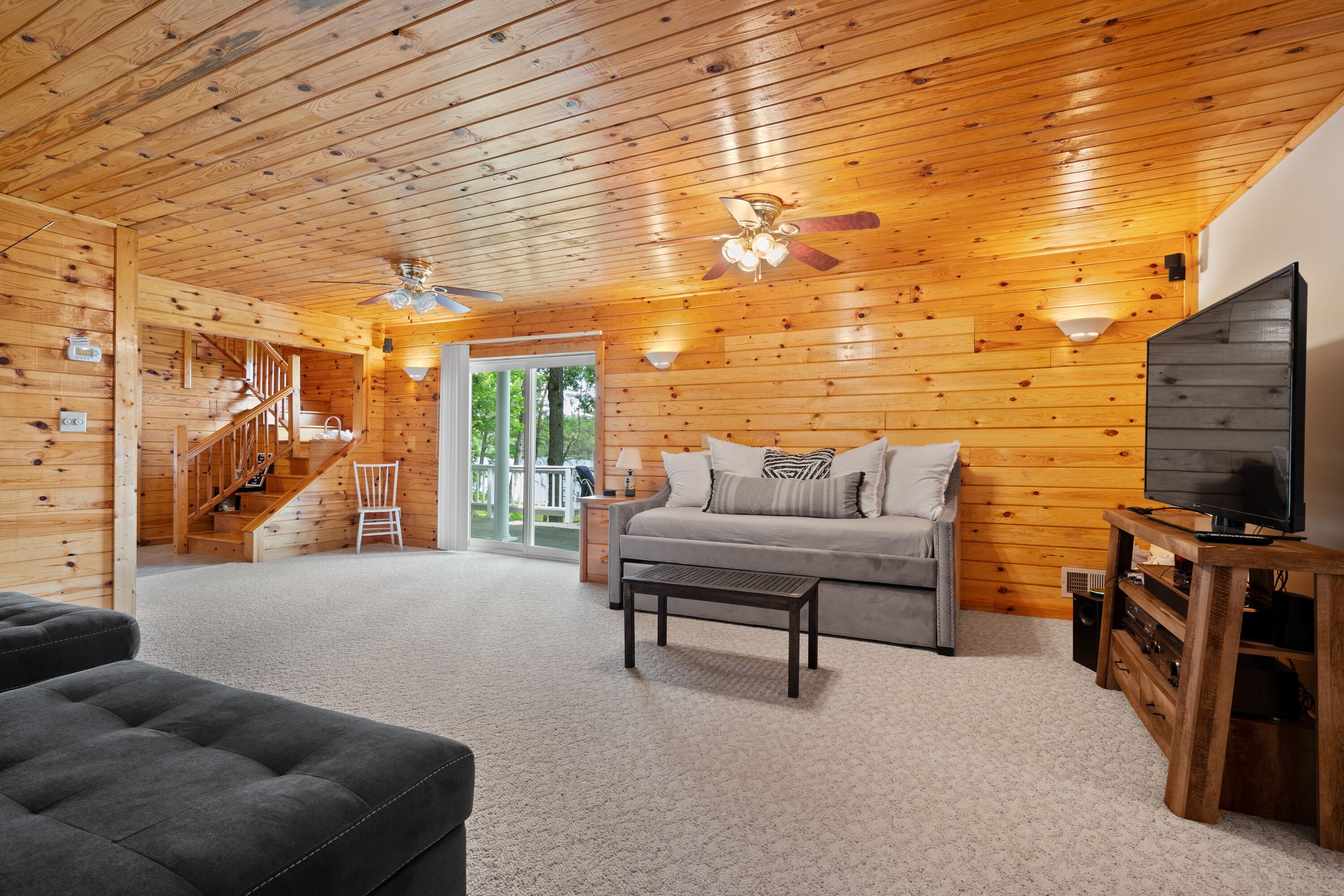 TV connectée, cheminée, jeux vidéo, lecteur de DVD