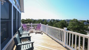 Terrace/patio - Sunset Views, 7 BR Soundside home with pool and hot tub! (Duck)