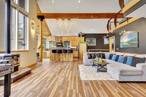 TV, fireplace, foosball