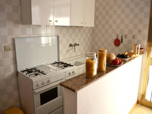 Fridge, oven, stovetop, cookware/dishes/utensils