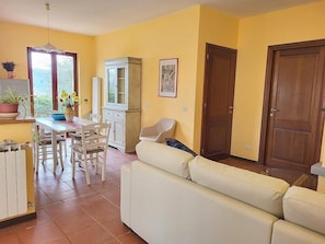 Fireplace - Casa Brina C: A characteristic and welcoming apartment that is part of an ancient country house made of stone, with Free WI-FI. (Monte Santa Maria Tiberina)