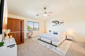 4 bedrooms, desk, iron/ironing board, travel crib