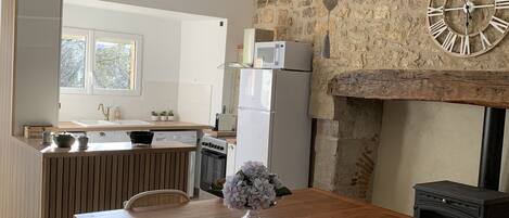 Kühlschrank, Mikrowelle, Ofen, Herdplatte