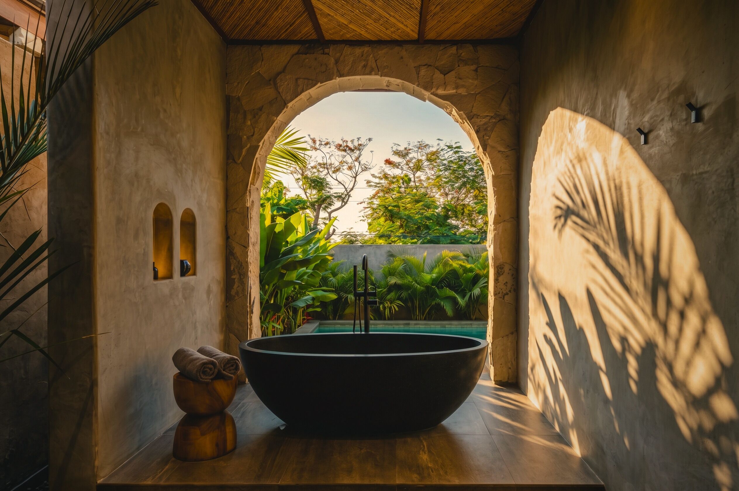 Villa 9 Unam Garden View | Bathroom | Separate tub and shower, hair dryer, towels