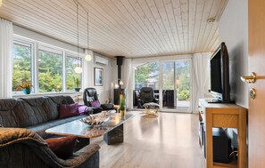 Una televisión, una chimenea