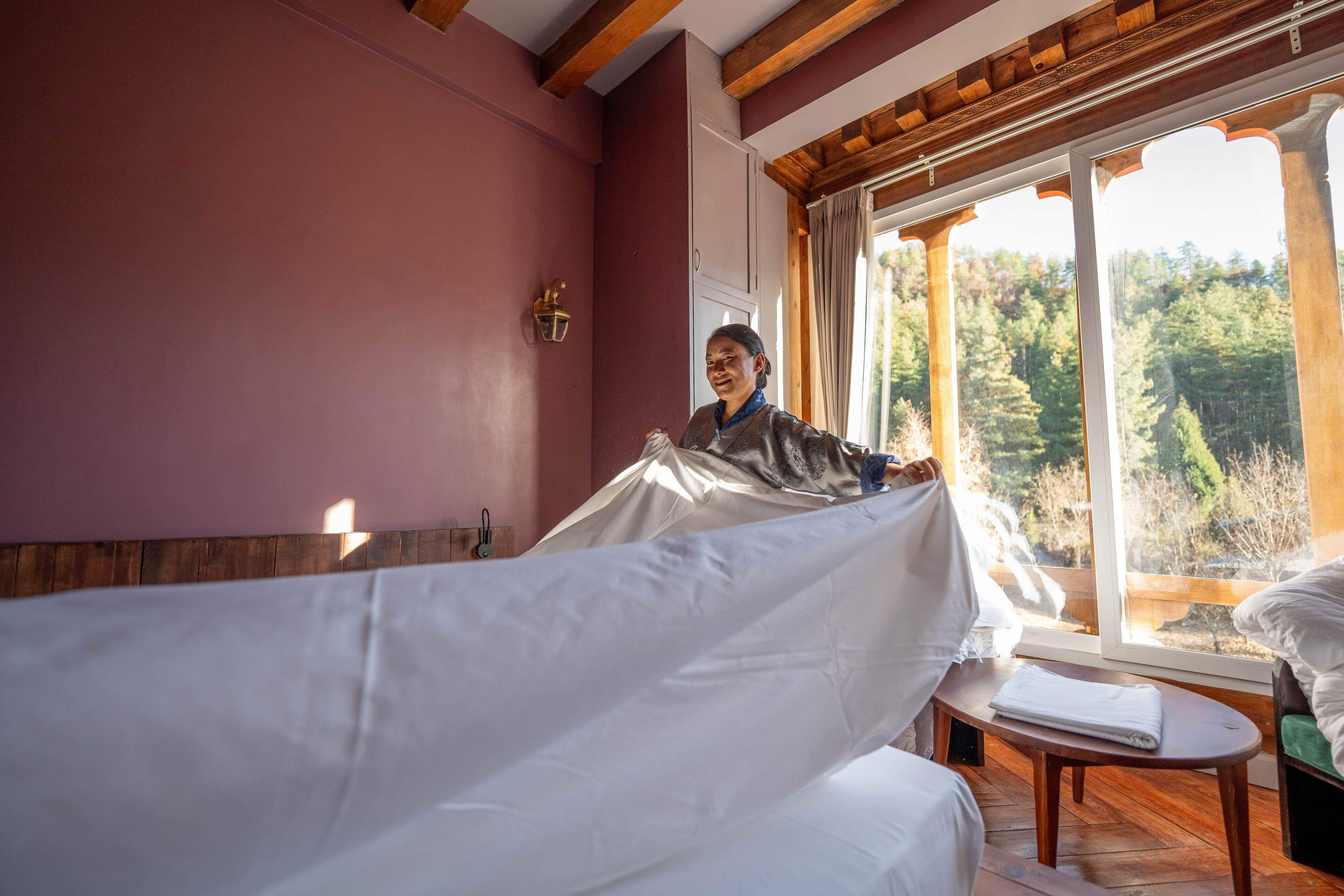 Phòng Deluxe, quang cảnh núi | Bộ trải giường bằng vải cotton Ai Cập, bộ đồ giường cao cấp 