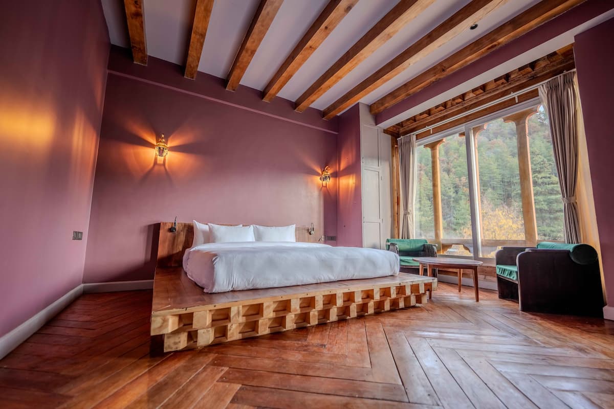 Chambre Deluxe, vue montagne | Draps en coton égyptien, literie de qualité supérieure