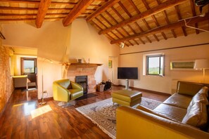 Televisio, takka, kirjoja