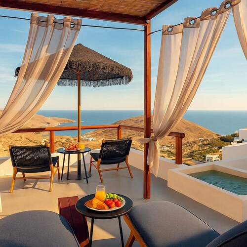 Santorini Luxury Suite w/ Rooftop HotTub & SeaView