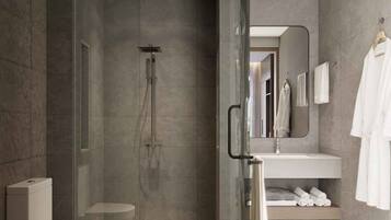 Superior Double Room, 1 Bedroom, City View | Bathroom | Shower, hair dryer, bathrobes, towels